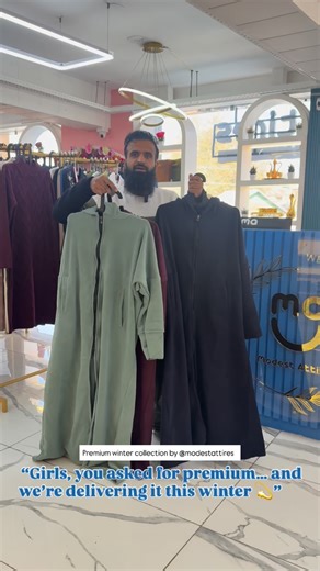 Modest Attires on Instagram: "Step into winter with elegance and comfort 🤍 From premium abayas to cozy sweaters, stylish coats, and classy jackets — we’ve got it all this season! Reasonable prices, premium quality & endless modest styles ❄️ Follow us for more winter updates and offers 💫 @modestattiresnew @modestattiresanantnag #abayas #sweaters #coats #winter #kashmir #offers #coat #abaya #hijabs #stoles #hijab #winterabayas #winterwear #winterseason #winterbreak #wintercollectio