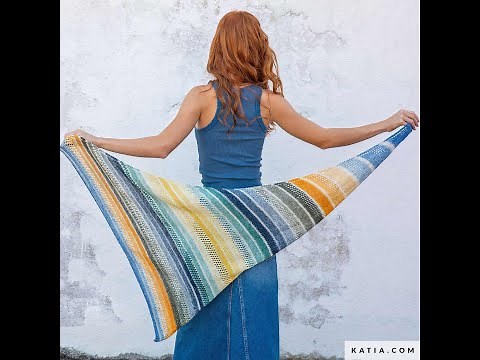 Asymmetrical infinity shawl with two needles.