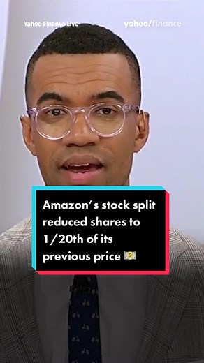 💰 Amazon is the latest big-cap name to split its shares in the last several years. The split reduced the share to 1/20th of its previous price. #amazon #stocktok #business #finance #news