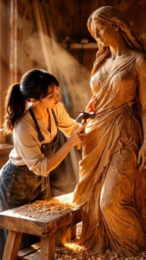 Beautiful Wooden Lady Sculpture Making #woodscraft #artandcraft #craft