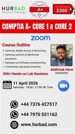 CompTIA A+ Core 1 & Core 2 - Zoom Classes