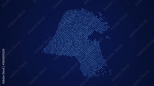Kuwait Digital Map with Dotted Flicker and Scale Reveal Animation