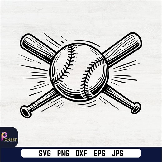 Baseball Logo SVG PNG, Crossed Bats Baseball Clipart, Baseball Svg, Game Day Sports Design, Baseball Shirt Graphic, Cricut Cut File Download