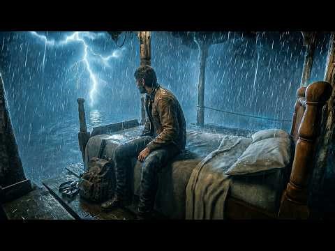 Taking Shelter Under the Wooden Porch Roof During Heavy Night-time Thunderstorm | RDR2 ASMR