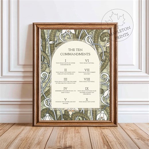 Ten Commandments Print, Printable Vintage Christian Wall Art, Digital Download - Etsy