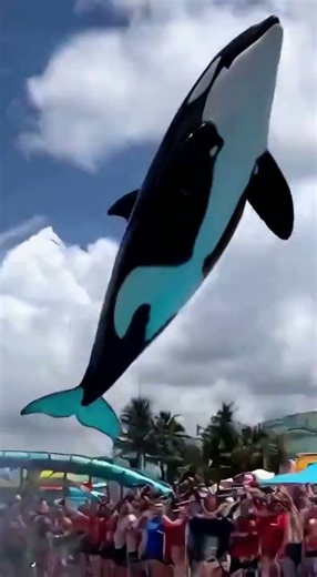Giant Whale Takes Over Waterpark Slide!