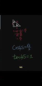 sin45, cos45 and tan45 proven with just one step