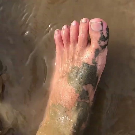 barefoot in mud