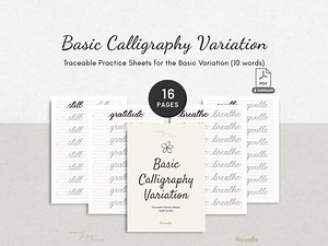 Printable Basic Calligraphy Variation Practice Worksheets Modern Brush Lettering Style Workbook for Beginners and Intermediate PDF - Etsy