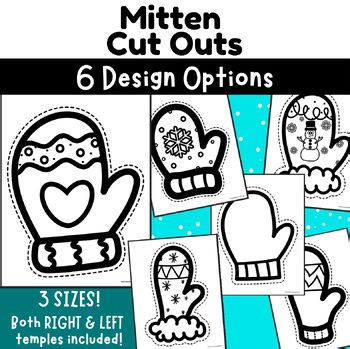 Winter Mitten Cut-Out Templates – 6 Designs | 3 Sizes | Left & Right for Crafts