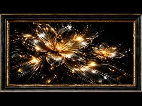 Golden Glass Flowers Blooming in Light 🌼 Luxury 4K TV Art Screensaver Gold Floral Animation