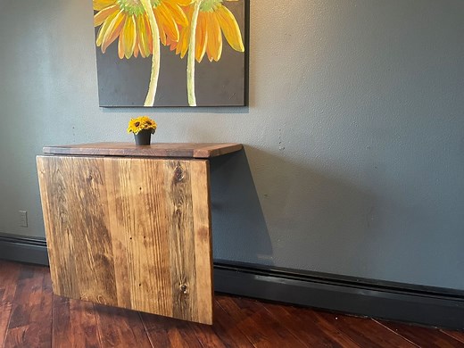 Wall Mounted Compact Folding Dining Table, Reclaimed Wood, Small Space Murphy Table, Seats Four - Etsy