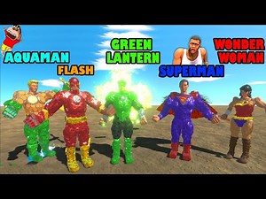 SUPERMAN vs GREEN LANTERN vs FLASH vs AQUAMAN vs WONDER WOMAN in Animal Revolt Battle Simulator chop