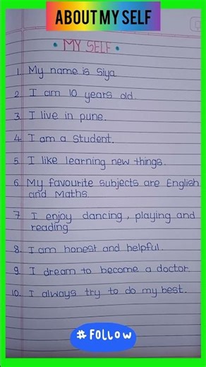 "10 Lines Essay on Myself | Short & Easy Essay for Students"