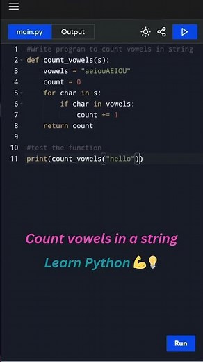 Count Vowels in a String | Python Interview Question #learnpython #pythonprogramming #interview