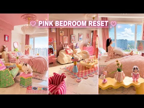 PINK BEDROOM RESET + UNBOXING 🎀📦 | Satisfying Room Makeover & New Products