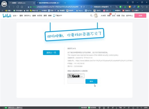 由于触发哔哩哔哩安全风控策略，该次访问请求被拒绝 。我：？？？？