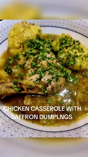 Delicious Chicken Casserole with Saffron Dumplings