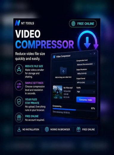Free video compressor online - reduce video file size in your browser