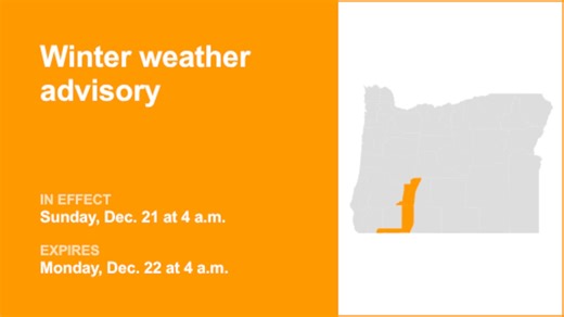 Winter weather advisory affecting South Central Oregon Cascades and Siskiyou Mountains and Southern Oregon Cascades