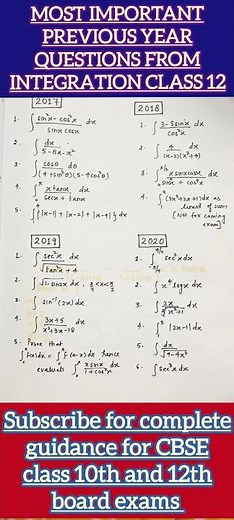 Integration class 12|| Most important questions of integration|| PYQ's integration class 12 #maths