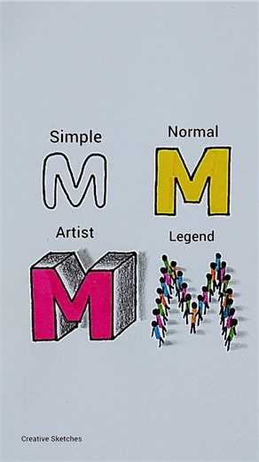 how to draw letter 'M' #art #drawing #satisfying #youtubshort