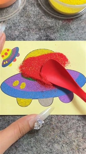 UFO 🛸 Asmr Sandpainting Relaxing Art 🎨 🎶 💞 😌 #usareels #Art #asmr #Sandpainting #reel #coloring #satisfying #relaxing #artoftiktok | Jacky and Lutu