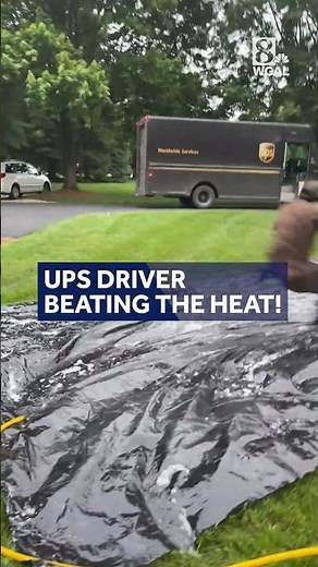 UPS driver jumps on slip N slide