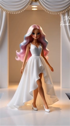 Mini Fashion Show | Beautiful White Dress Runway with Rainbow Hair