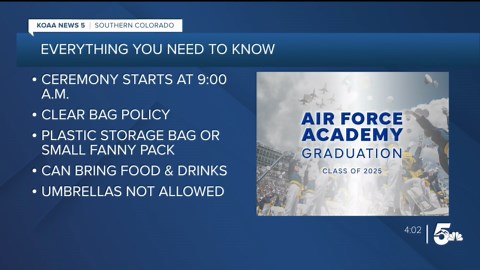 Important information for tomorrow's graduation ceremony at the Air Force Academy