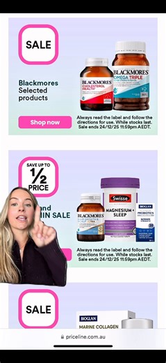 Priceline Australia on Instagram: "The Priceline Big Brand Vitamin Sale is here — up to ½ price off brands including Swisse, Blackmores, Nature’s Way and more. Ends 24 December 🎁 Shop in-store or online now, T&Cs and exclusions apply."