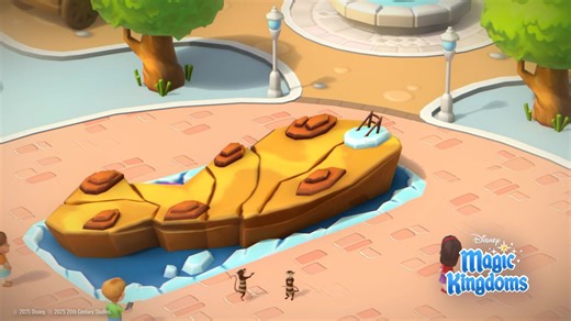 Get ready to slide into some icy fun with Eddie and Crash on a REAL glacier! 🧊❄️ Bring the chill to your park by adding the Glacier Slide to your park during this Mini Event and watch your visitors slip, slide, and laugh their way through the frosty adventure! 🤩 | Disney Magic Kingdoms