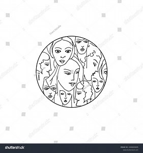 Set Young Women Faces Made Thin Stock Vector (Royalty Free) 2406826695 | Shutterstock