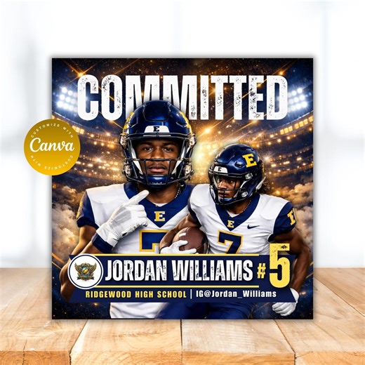Football Commitment Template Canva, Football Commitment Flyer 2026, Football Committed Poster Editable, Sports Commitment Flyer, Printable - Etsy
