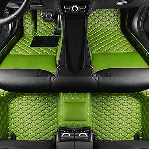 Custom Personalized Floor Mats for Cars，Luxury Full Coverage All Car Floor Mats，Anti-Slip Leather Car Mat Set ，Custom Floor Mats for 99% of Cars, Trucks & SUVs. (Apple Green)