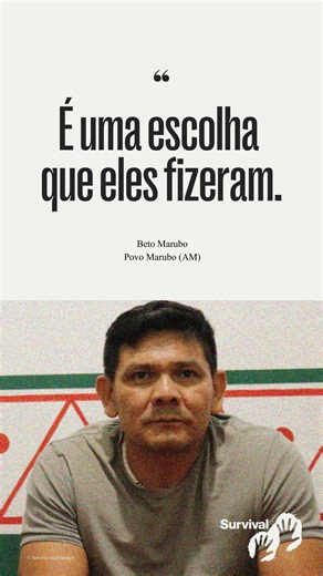 Survival Brasil on Instagram: "📣“É uma escolha que eles fizeram.” Beto Marubo, indígena Marubo, Terra Indígena Vale do Javari, fala sobre a importância da demarcação de terras para os povos indígenas isolados. Ele complementou sua fala no vídeo, afirmando que é necessário “para além da demarcação, o fortalecimento da FUNAI, enquanto órgão indigenista, que tem a responsabilidade e o objetivo de protegê-los. Não adianta fazer demarcação da terra, se não tem ela protegida efetivamente, eles ficam