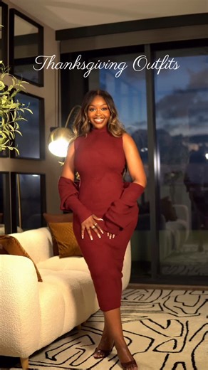 Nnenna B | HTX & NYC Lifestyle on Instagram: "Fav look? Comment “outfit” & I’ll DM you everything! Chic affordable Amazon sweater dresses you can wear for Thanksgiving or Friendsgiving. They’re all really stretchy too. I got a size medium but honestly could’ve gone with a small in the off the shoulder dress, matching skirt set and the burgundy dress (not the one with the bolero/cropped cardigan). @amazonfashion P.S. can’t believe I was able to wear an off the shoulder dress with no bra! I used t