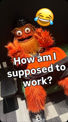 How am I supposed to work with @grittynhl next to the camera? 😂🧡 #Philly has the best mascots! #flyers #flyersnation #flyershockey #philadelphia #philadelphiaflyers #gritty #funny #work #nbc #nbc10 #bts # #mascot #mascots #hilarious #creepy | Keith Jones