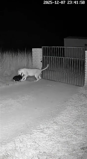 CCTV Nightmare: Lion Attacks Two Brave Dogs at Midnight | Real Wildlife Footage (4K)