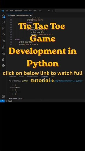 Tic Tac Toe Game in #python #coding #programming #shorts #tutorial #project #beginners #gaming #game