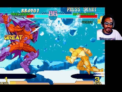 Marvel vs Capcom PS1 | Onslaught & Gold Warmachine | Venom Playthrough