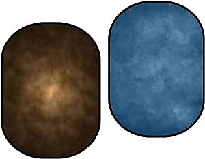 Kate Collapsible Backdrop Pop Up Photo Backdrops Blue Brown Portable Folding Background for Headshot, Video Conference, Portrait Photography, 5x6.5ft