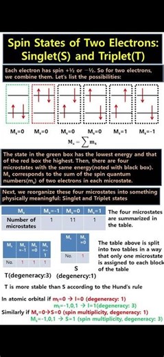 E88 Spin multiplicity:Singlet and Triplet #science #physicalchemistry #quantum #chemistry #spin