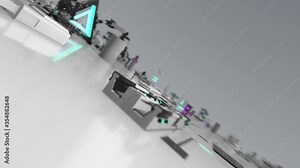 Seamless looping 3d animation of a future tech concept revealing the text computer in 4k resolution
