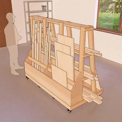DIY 3×6 Mobile Wood Storage Cart Plans #storagesolutions #woodworkingprojects #garagestorage #diy