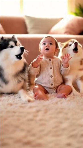Serious Baby Talk Turns Into a Pomsky Howling Choir!