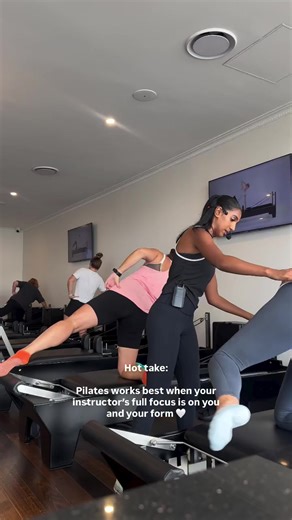 Hot Take: When it comes to Pilates, form is everything! 💪🙌 From first rep to last, our SPTVs and live audio cues let your instructors focus on what matters most - your technique, your form and your results! #studiopilates #reformerpilates #pilatesform