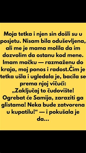 Moja tetka i njen sin došli su u posjetu. Nisam bila oduševljena, ali me je mama molila da im dozvolim da ostanu kod mene.. NASTAVAK U KOMENTARU 👇 | Recepti za torte i kolace