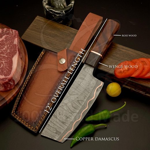 Handmade Cu Mai Damascus Cleaver Knife, Rosewood Handle, Full Tang - Etsy