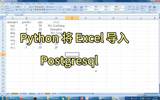 Python 将 Excel 数据导入 Postgresql 数据库